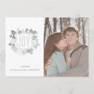 Elegant Winter Foliage Faux Silver Foil Photo Card