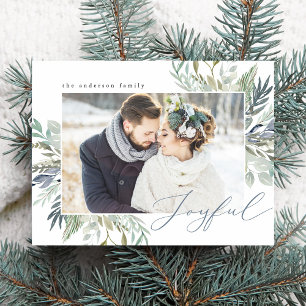 Elegant Winter Foliage Frame Holiday Photo Postcard