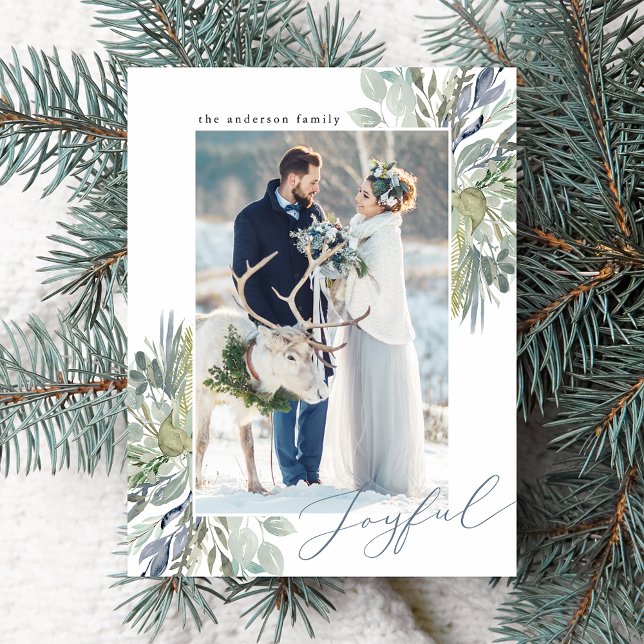 Elegant Winter Foliage Frame | Holiday Photo Postcard (Creator Uploaded)