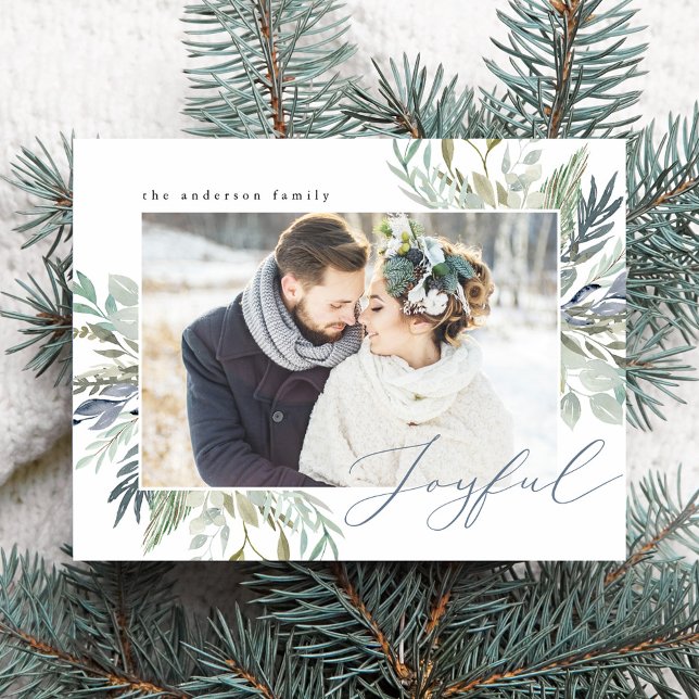 Elegant Winter Foliage Frame | Holiday Photo Postcard (Creator Uploaded)