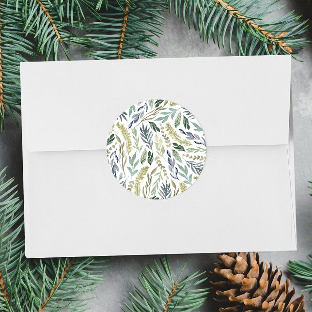 Elegant Winter Foliage Holiday Envelope Seals (Creator Uploaded)
