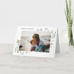 Elegant Winter Foliage Holiday Photo Card