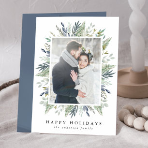 Elegant Winter Foliage   Holiday Photo Card