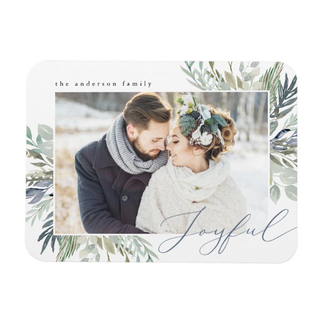 Elegant Winter Foliage | Holiday Photo Magnet (Horizontal)