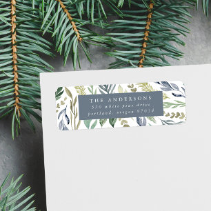 Elegant Winter Foliage Holiday Return Address Label