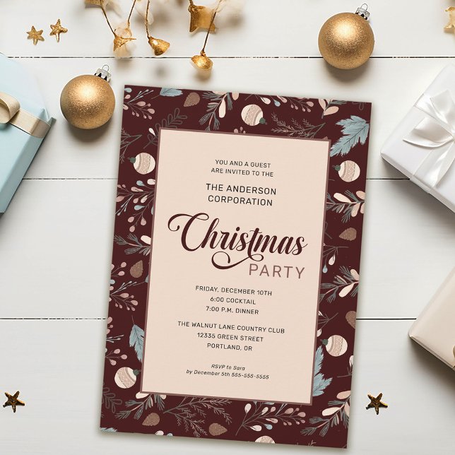 Elegant Winter Foliage Office Christmas Party Invitation (Creator Uploaded)