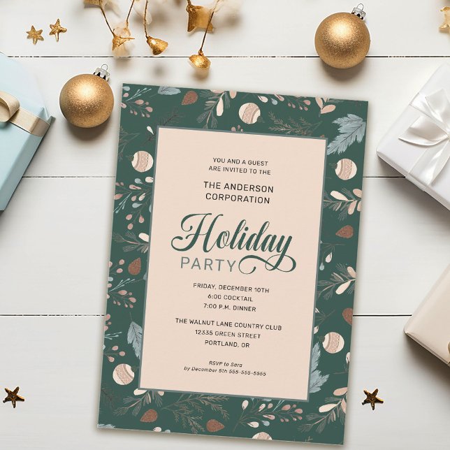 Elegant Winter Foliage Office Holiday Party Invitation (Creator Uploaded)