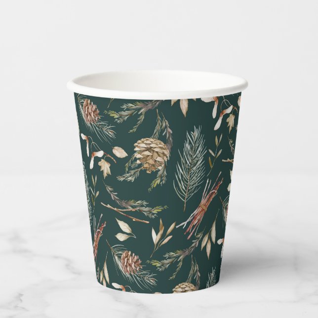 Elegant Winter Foliage Paper Cup  (Front)