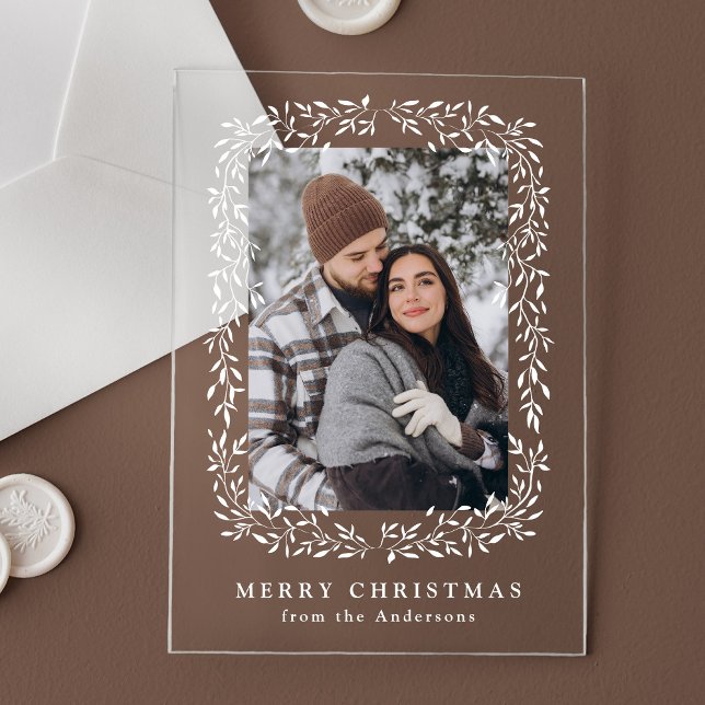 Elegant Winter Foliage Photo Holiday Acrylic Invitations (Creator Uploaded)