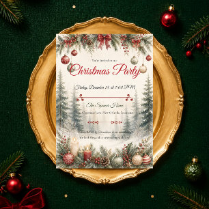 Elegant Winter Forest Christmas Party Invitation