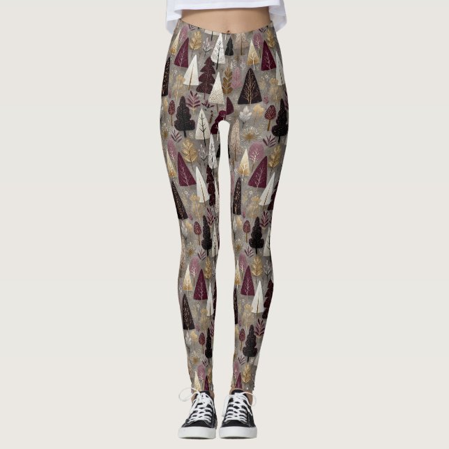 Elegant Winter Forest Christmas Pattern (10) Leggings (Front)