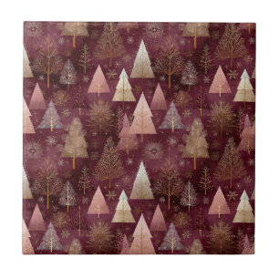Elegant Winter Forest Christmas Pattern (11) Ceramic Tile