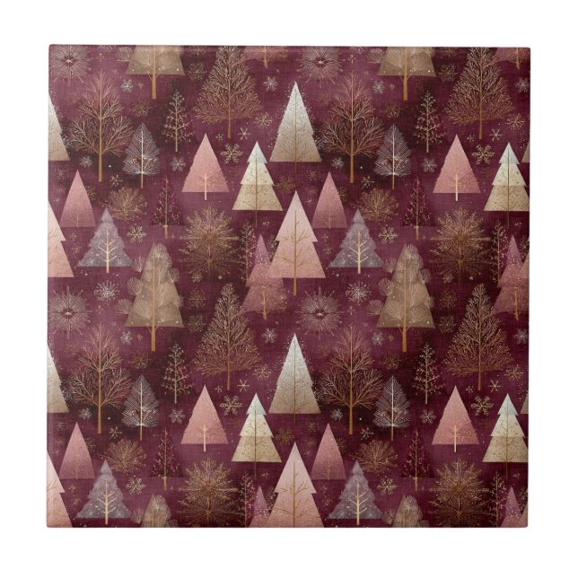 Elegant Winter Forest Christmas Pattern (11) Ceramic Tile (Front)