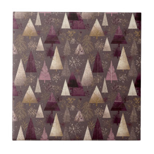 Elegant Winter Forest Christmas Pattern (1) Ceramic Tile