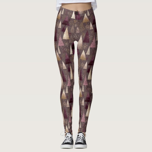 Elegant Winter Forest Christmas Pattern (1) Leggings (Front)