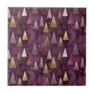 Elegant Winter Forest Christmas Pattern (2) Ceramic Tile