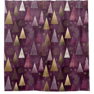Elegant Winter Forest Christmas Pattern (2) Shower Curtain