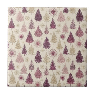 Elegant Winter Forest Christmas Pattern (3) Ceramic Tile
