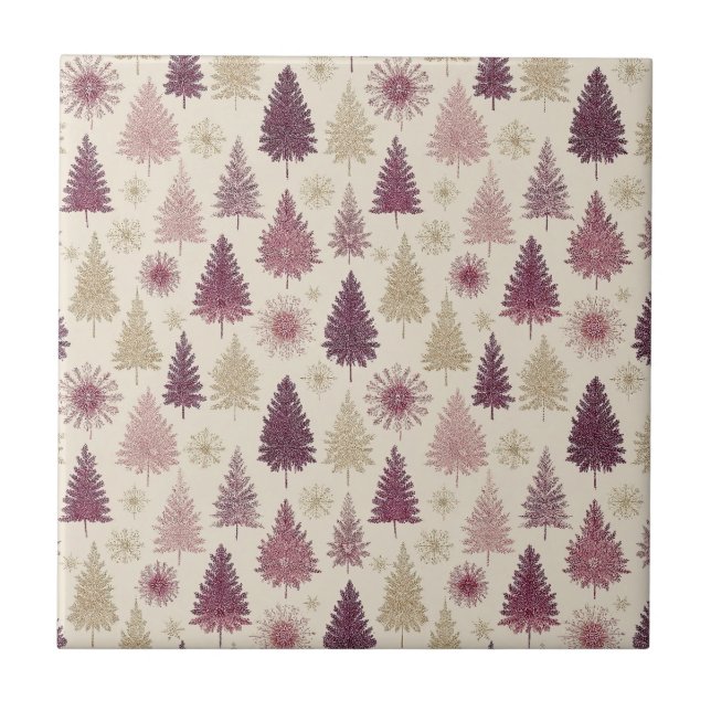 Elegant Winter Forest Christmas Pattern (3) Ceramic Tile (Front)