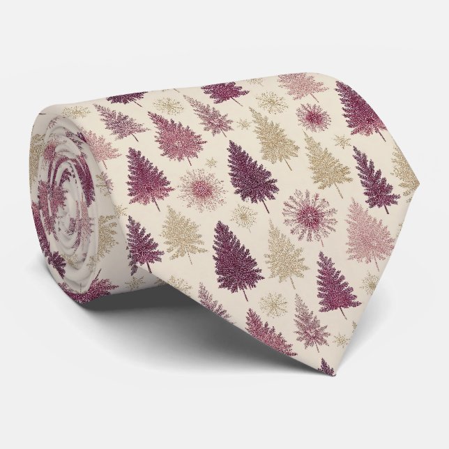 Elegant Winter Forest Christmas Pattern (3) Tie (Rolled)