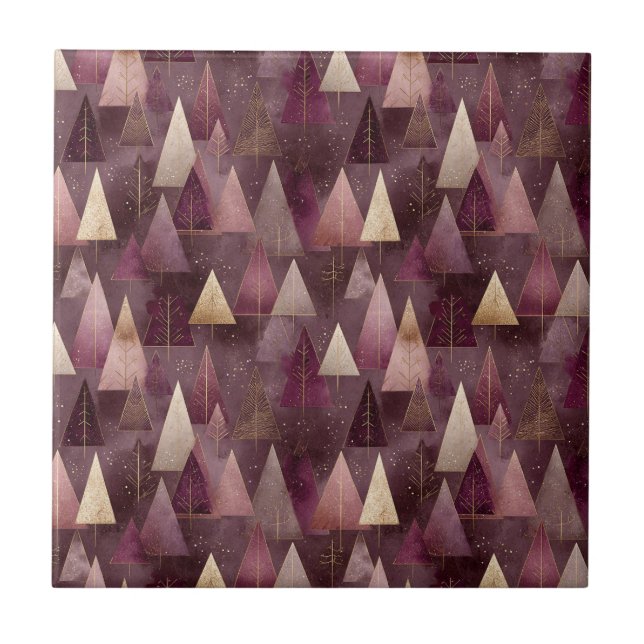 Elegant Winter Forest Christmas Pattern (4) Ceramic Tile (Front)