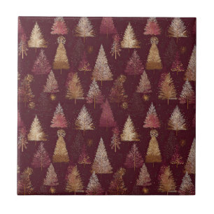 Elegant Winter Forest Christmas Pattern (5) Ceramic Tile