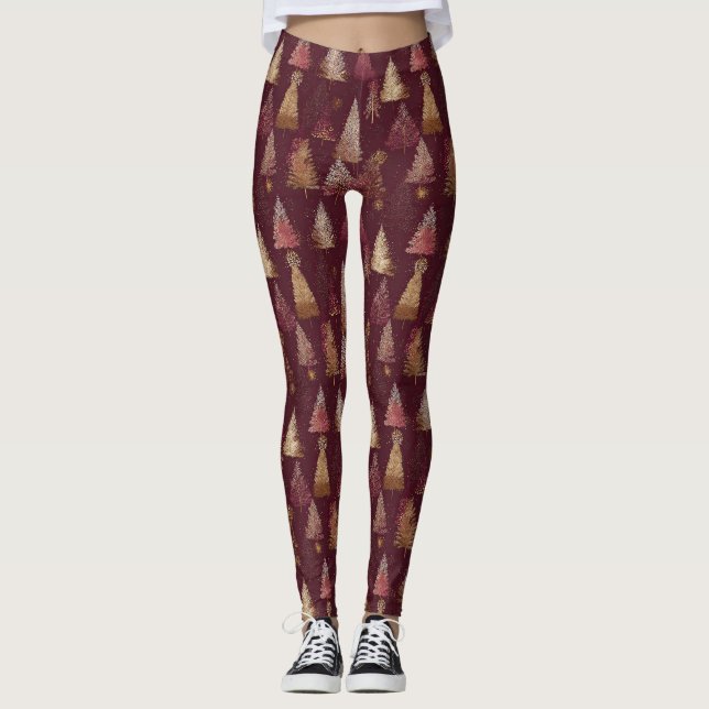 Elegant Winter Forest Christmas Pattern (5) Leggings (Front)