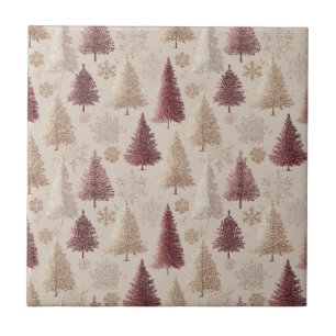 Elegant Winter Forest Christmas Pattern (6) Ceramic Tile