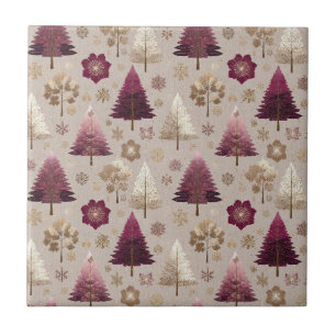 Elegant Winter Forest Christmas Pattern (7) Ceramic Tile