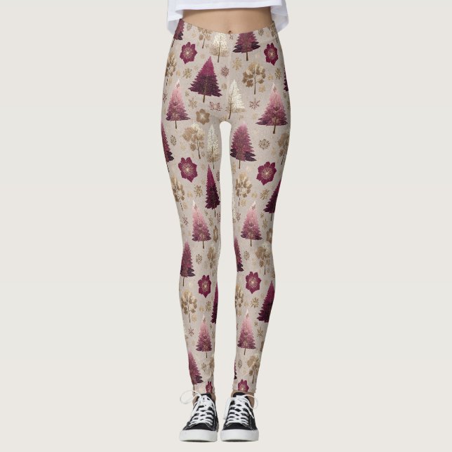 Elegant Winter Forest Christmas Pattern (7) Leggings (Front)