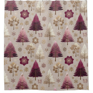 Elegant Winter Forest Christmas Pattern (7) Shower Curtain