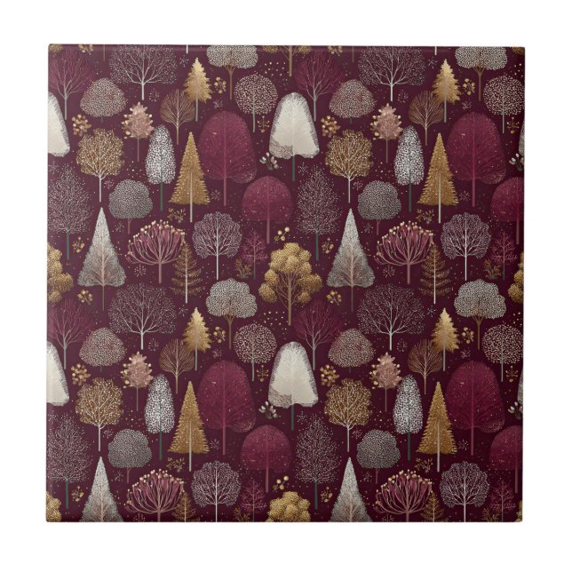 Elegant Winter Forest Christmas Pattern (8) Ceramic Tile (Front)