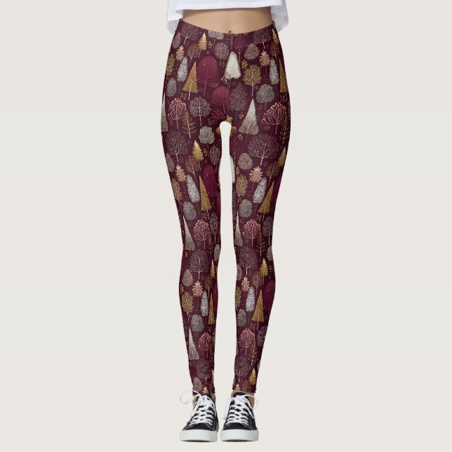 Elegant Winter Forest Christmas Pattern (8) Leggings (Front)