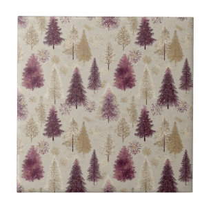 Elegant Winter Forest Christmas Pattern (9) Ceramic Tile