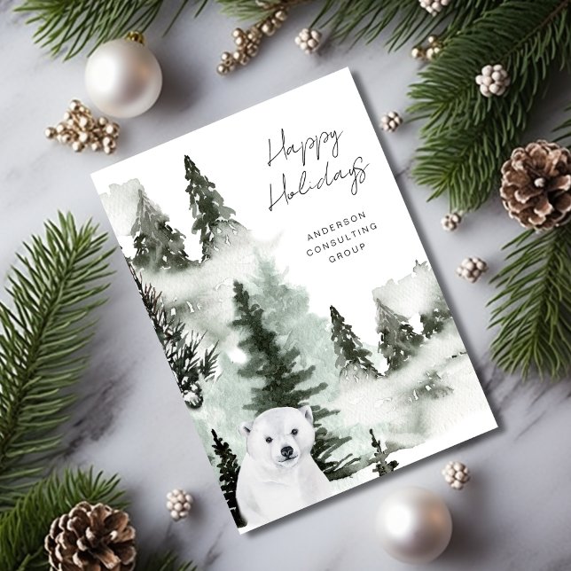 Elegant Winter Forest Peace & Joy Business Holiday Card (Creator Uploaded)