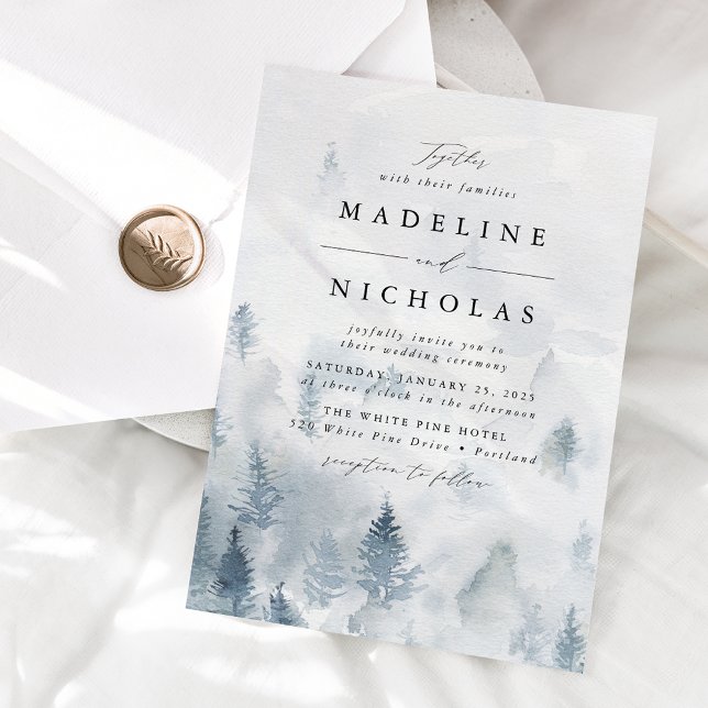 Elegant Winter Forest Wedding Invitation (Creator Uploaded)