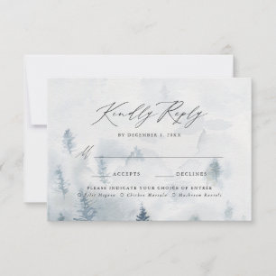 Elegant Winter Forest Wedding Meal Choice RSVP Card