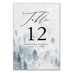 Elegant Winter Forest Wedding Table Number