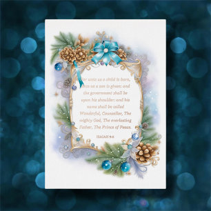Elegant Winter Frame Isaiah Verse Christian  Foil Holiday Card