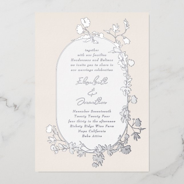 Elegant Winter Frame Wreath Floral Silver (Front)