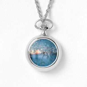 Elegant Winter Frosted Glass Ice Crystals Watch