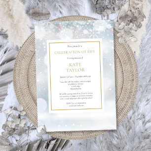 Elegant Winter Funeral Celebration of Life Invitation