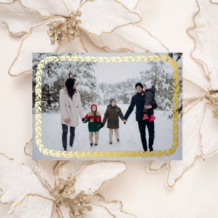 Elegant Winter Garland Photo Foil Holiday Card