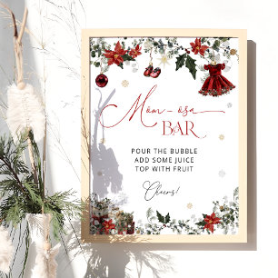 Elegant Winter Girl Baby Shower Momosa Bar Poster