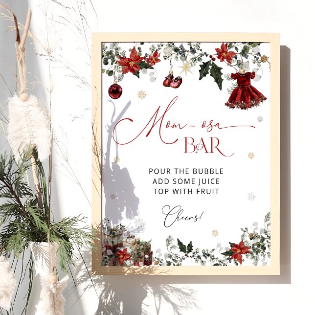 Elegant Winter Girl Baby Shower Momosa Bar Poster (Creator Uploaded)
