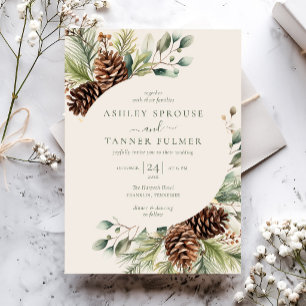 Elegant Winter Greenery Botanical Wedding Invitation