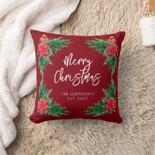 Elegant Winter Greenery Cushion