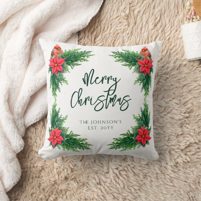 Elegant Winter Greenery Cushion (Blanket)
