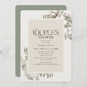 Elegant Winter Greenery Floral Couple's Shower Invitation