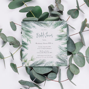 Elegant Winter Greenery Foliage Bridal Shower Invitation